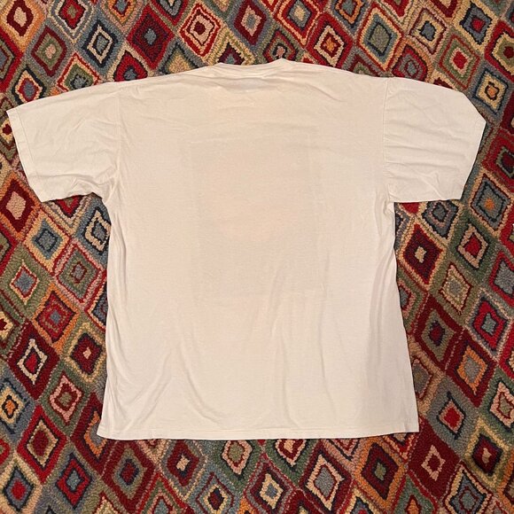 Jerzees Graphic Tee with Orange Moon Design - White, Size XL - Picture 2 of 3